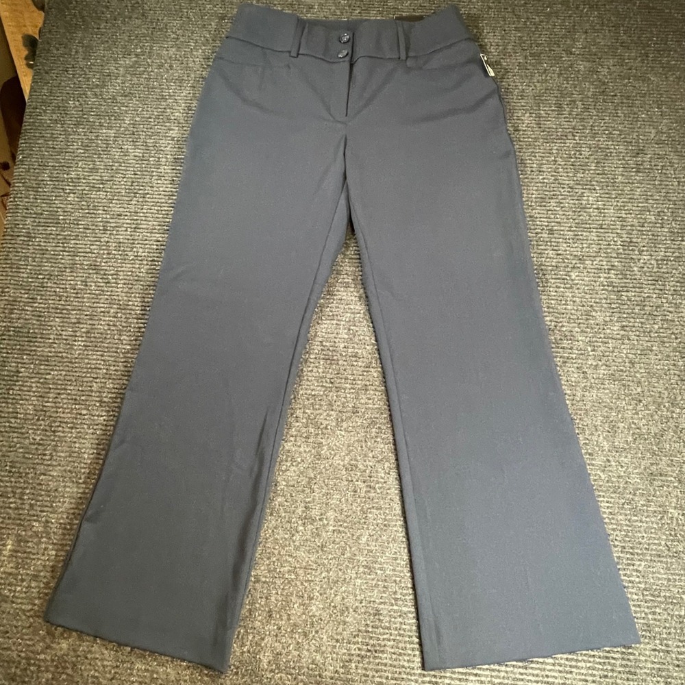 Alfani Womens Curvy Fit Essential Trouser Modern Navy Blue Pants 8S Short Length